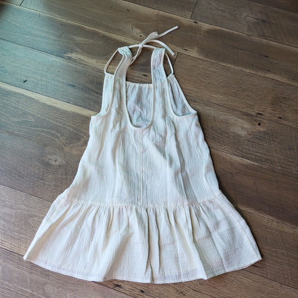 Xhilaration Womens Small Cream Gauze Halter Mini Dress Tiered Ruffle Sleeveless